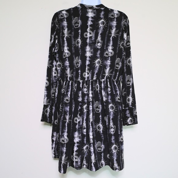 SANDRO - Black/White 100% Silk Boho Mini Dress - Women's Size 2, Medium NEW NWOT - Picture 5 of 12